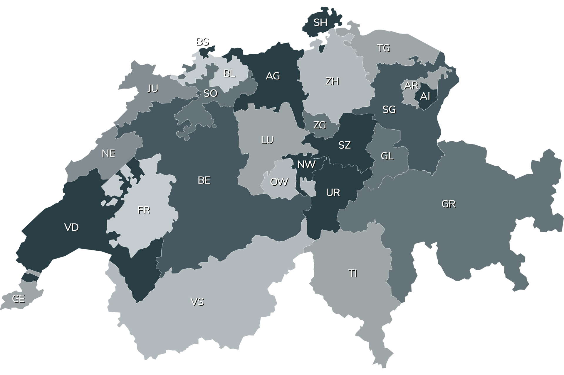Switzerland map with cantons